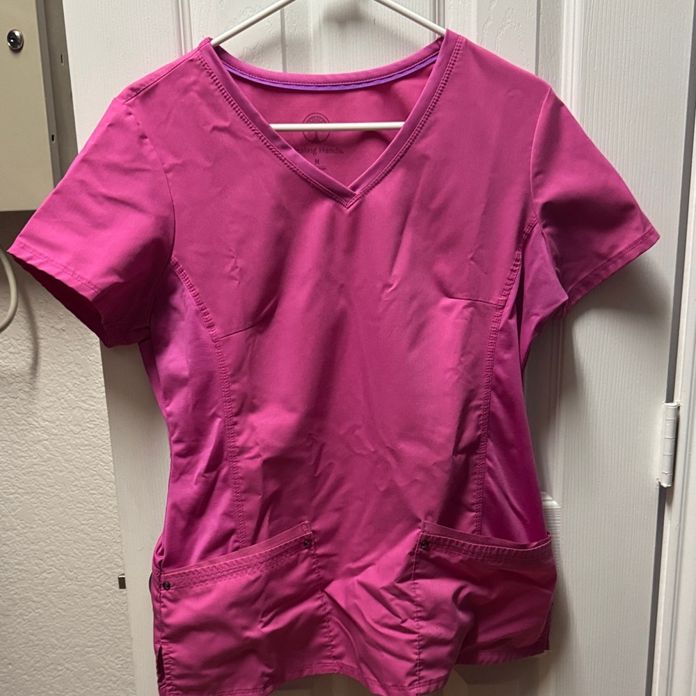 Healing Hands Hot Pink scrub top